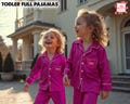 Kids Long Pajamas Set Birthday Party Toddler Pjs Flower Girl Long Pant Sleeve Set Bride Bridesmaid Party Personalized Satin Full Pajama Set product logo
