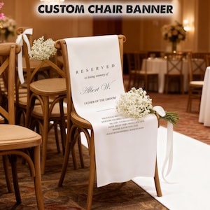 Custom Fabric Chair Sign In Loving Memory Wedding Decor Custom Wedding SignsWedding Chair Banner Reserved Seat Sign Memorial Chair Banner