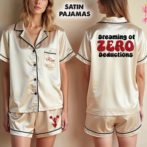 Dreaming of Zero Deductions Pajama Set Custom Cheer Team Pajama Sets Custom Pjs Personalized Pajamas Set Your Design Pjs Dance Team Pajamas