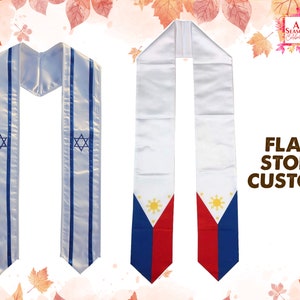 Country Flag Stoles - Mixed & Match Flag Graduation Stole - Your Graduation Gift Idea - Grad Stole - Graduation Sash -Unique Graduation Sash