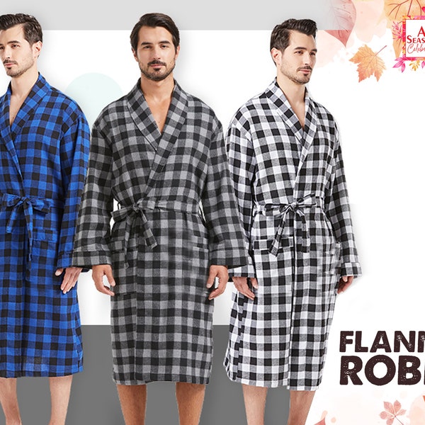 Matching Flannel Robes, Christmas Flannel Robes, Plaid Bridesmaid Robes, Wedding Flannels, Set of Flannel Robes, Mens Robe, Gift for Her/Him