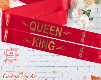 King Sash Queen Sash Customized Sash Personalized Birthday Sash Bridesmaid Sash Personalized sash Custom Sash Bridal Sash Bride to be Sash