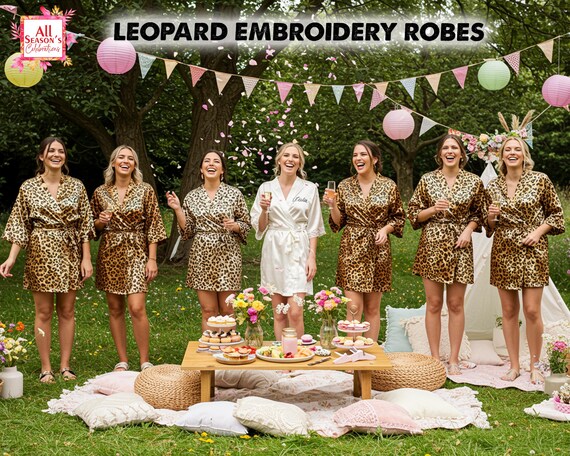 Bridesmaid Robes Leopard Print Robe Personalized Embroidery Leopard Robe  Satin Leopard Animal Print Bride Robes Bridesmaid Proposal Robes - Etsy