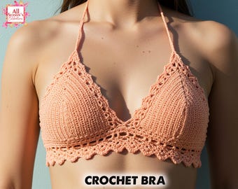 Adjustable Crochet Bra Top, Summer Crochet Bikini, Handmade Halter Swim Top, Boho Festival Sexy Beachwear, Festival Crochet Top