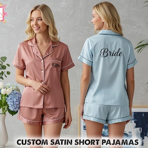 Pijamas personalizados, conjunto de pijamas personalizados, conjunto de pijamas personalizados, pijama de dama de honor para novia, conjunto de pijamas de novia, conjuntos de pijamas de satén, regalo de dama de honor