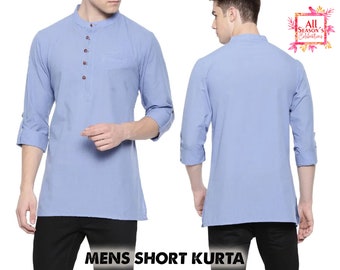 Men's Long Sleeve Casual Kurta, Short kurta, Hand made Kurta, Indian Kurta, Men's Traditional Cotton Kurta Wedding Kurta For Man