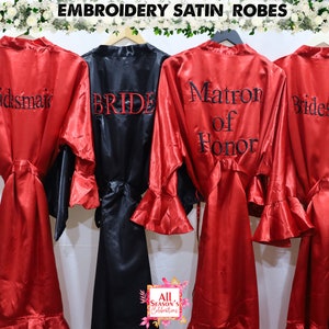Plus Size Ruffle Robes, Embroidery Bridesmaid Gifts, Wedding Robes, Getting Ready Robes, Plus Size Monogram Bride Bridal Bridesmaid Robes