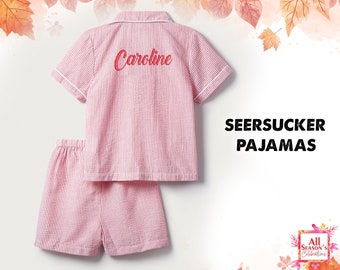 Seersucker pajama set Custom Seersucker Pajamas Set Personalized Pajamas Customize Pajama Set Bridesmaid Pyjama Seersucker Pajama Set