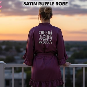 Personalized Cheerleaders Satin Ruffle Robe Custom Team Spirit Gift Soft Satin Robe for Cheer Squad, Pep Rally, Competition Day & Photoshoot