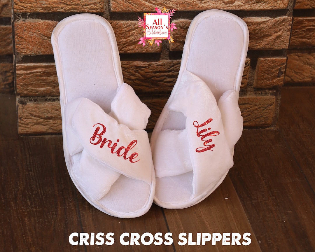 Bridal party slippers etsy