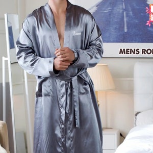 Personalized Satin mens robes with Boxer, Custom Mens robes, Gift for Him, Custom Gift from Groom Satin Robe Groomsmen Robe, Groomsmen gifts