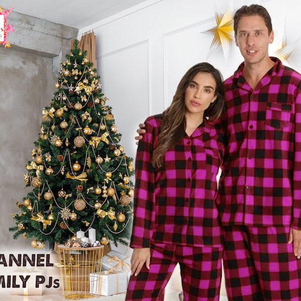 Custom Matching Christmas Pajamas Set | Christmas Flannel Pajamas Matching | Christmas Gifts for Family | Plaid Pajamas Set | Bridesmaid PJs