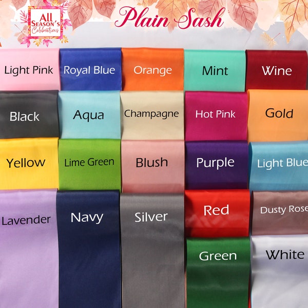 Plain Blank Sashes - 10, 25, 50 & 100 Packs Plain sash Blank Sash Ribbon Sashes Decorate Sash Satin Sash