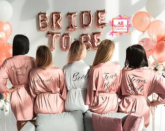 Bridal Party Robes, Custom Satin Bridesmaid Robes, Bridesmaid Gifts, Bridesmaid Proposal, Bridal Robe, Custom Wedding Robe -hello honey