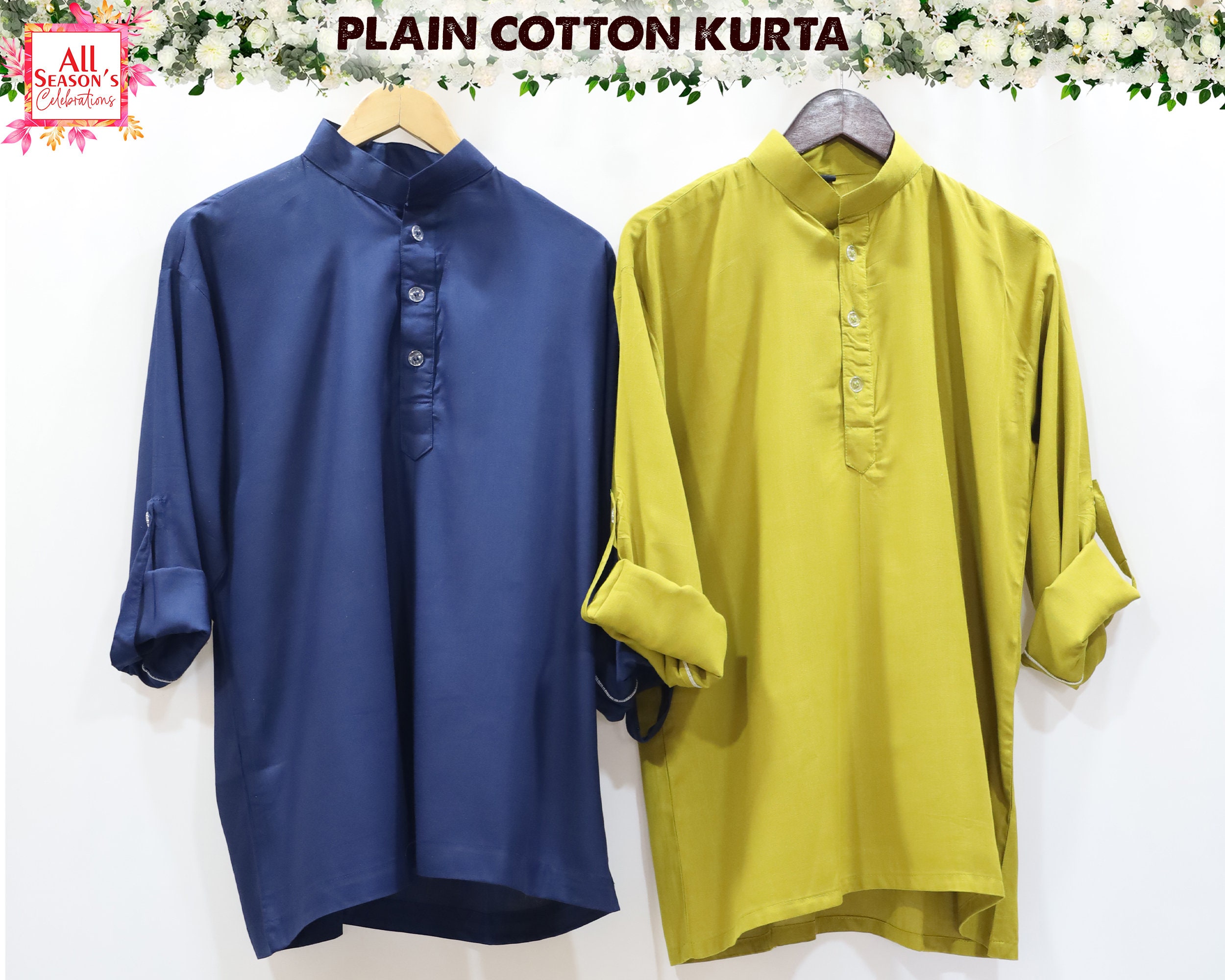 Kurta informal de manga larga para hombre, kurta corta, kurta hecha a mano, kurta india, kurta tradicional de rayón para boda.