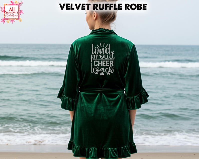 Coach Robe Custom Cheers Velvet Ruffle Robe Soft Feel Personalized Spirit Team ...