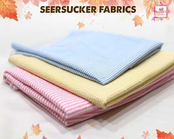 Seersucker Fabric By The Yard Half Yard Many Colors Designer Seersucker Striped Cotton Blend Seersucker