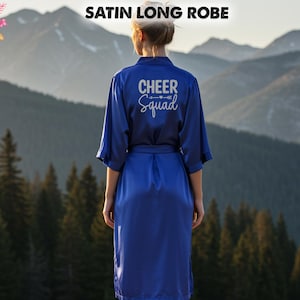 Personalized Cheerleader Satin Long Robe Custom Team Name Robe Cheer Squad Gift Soft Shiny Satin Getting Ready Robe Cheer Warm-Up Outfit