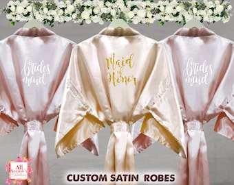 Customized Robes Bridesmaid Gift Custom Bridal Robe Personalized Robes Custom Robes Kimono Robes Hen Party Robe Birthday Robes Satin Robe