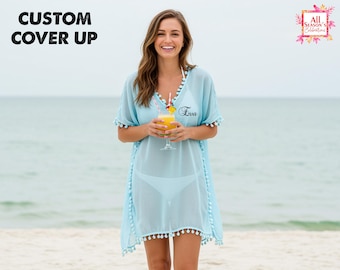 Women Custom Cover ups Customized Beach Cover Up Bachelorette Party Swim Cover Up Bridal CoverUp Bride Tribe Cover Up Team Bride Bikini Wrap