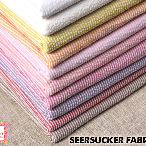 Seersucker Striped Cotton Blend Seersucker Seersucker Fabric By The Yard Half Yard Many Colors Designer