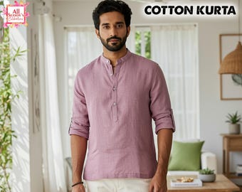 Men's Traditional Rayon Kurta Men's Long Sleeve Casual Kurta, Short kurta, Hand made Kurta, Indian Kurta, Wedding Kurta For Man