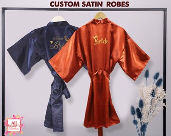Satin Robes Personalized Robes Bridal Robes Custom Robes Customized Kimono Robes Gift For Her Wedding Gift Custom Bridesmaid Robes Wedding