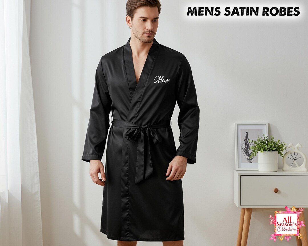 Personalized Satin Mens Robes, Custom Gift for Groom, Gift for Him ...