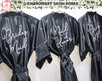 Personalized Robe Custom Embroidered Robes Bridal Robes Wedding Robes Customized Embroidery Satin Robe Kimono Robes Wedding Gift
