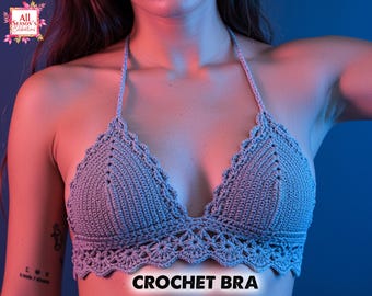 Gehäkelte Bikini BH Top Boho Resort Wear Festival Crop Top Party Outfit, Braut Brautjungfer Geschenk, Strandparty Häkeln BH Top