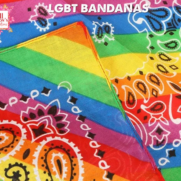 Rainbow Colors  Bandanna Cotton Bandana / Personalized Rainbow Stripes Bandana  /  Pride Bandana Scarf Customized Bandana