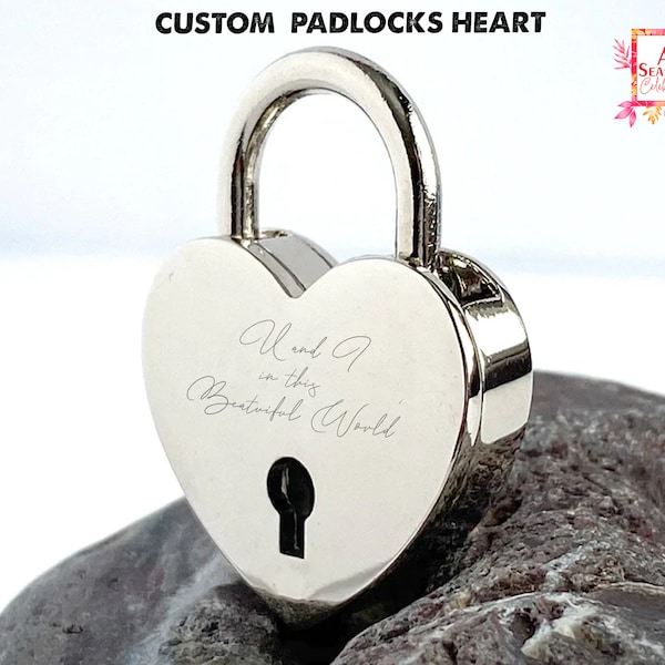 Custom Lock for Love, Personalized Engraved Padlock with Key, Two Hears Locked in Love Lock, Love Lock, Anniversary Gifts, Wedding Gift