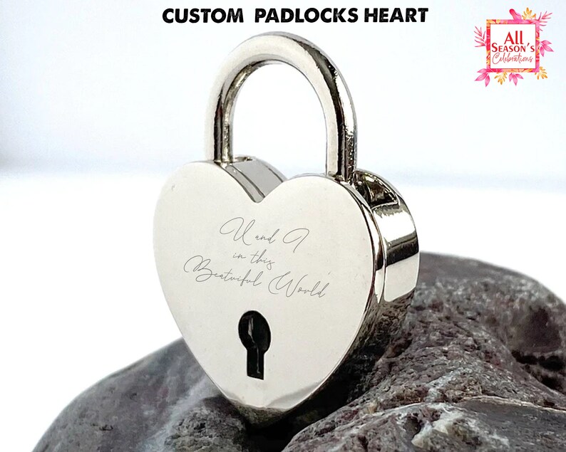 Custom Lock for Love, Personalized Engraved Padlock With Key, Two Hears ...