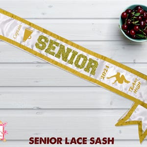 Custom Senior 2025 Lace Sash Border Lace Senior Night Sash Your Text Sash Senior Cheer Sash Megaphone,Guard, Volleyball, Graduation Sash