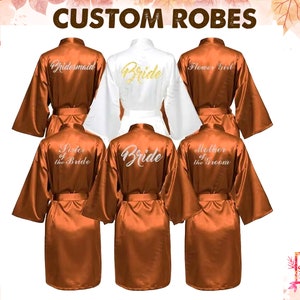 Bridesmaids Robes Set | Custom Bride Robe | Burnt Orange Bridesmaid Robes | Rust Bridal Party Robes | Bridal Robes | Bridesmaid Party Gifts