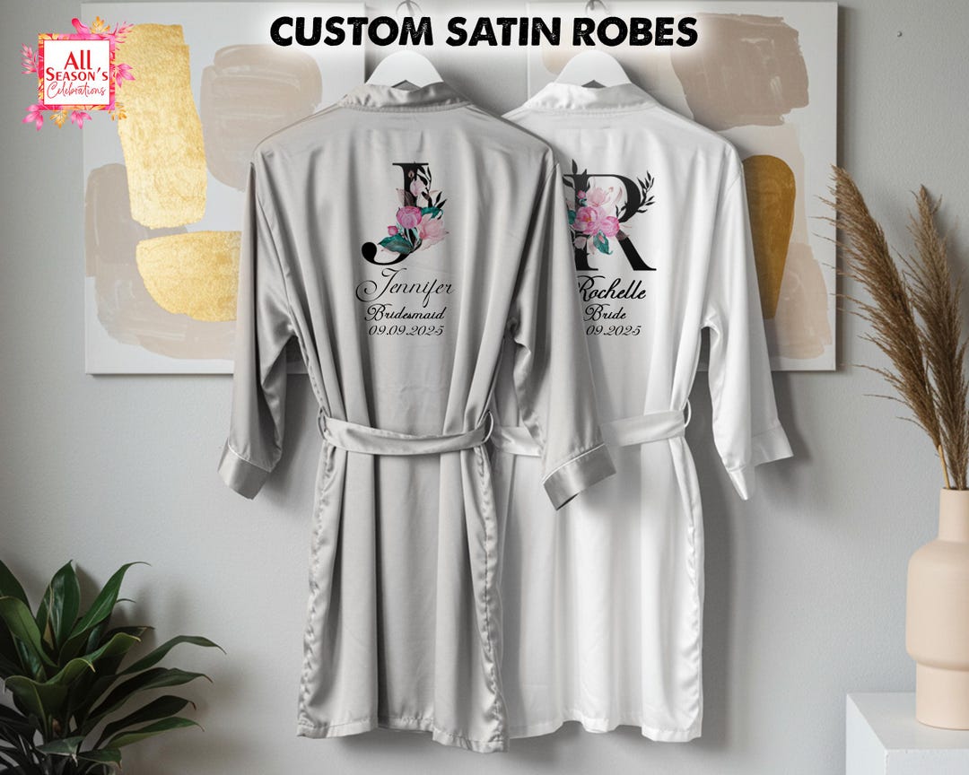 Personalized Floral Alphabet Robes Floral Initial Robes Bridal Floral ...