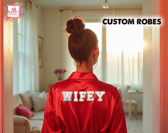 Personalized Robes Custom Robes Bridal Robes Customized Robe Wedding Robes Satin Robe Kimono Robes Bridesmaid Robes Wedding Gift