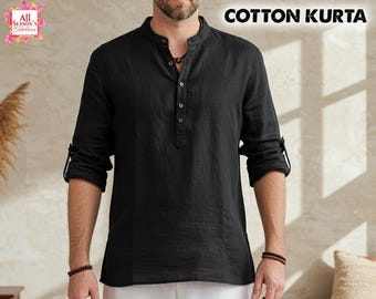 Men's Traditional Rayon Kurta Men's Long Sleeve Casual Kurta, Short kurta, Hand made Kurta, Indian Kurta, Wedding Kurta For Man