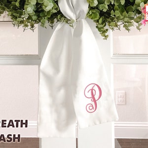 Custom Embroidery Wreath Sash Holiday Home Front Door Decor Personalized Front Door Wreath Vintage Vine Wedding Sash