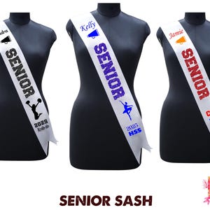 Personalized Senior Sash Customized Senior 2025 Sash Your Text Sash Senior Cheer Sash Megaphone, Soccer, Guard, Volleyball, Graduation Sash