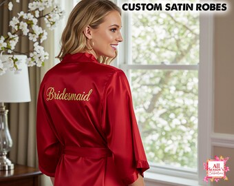 Bridesmaid Robes, Custom Robes, Bridesmaid Gifts, Bridesmaid Proposal, Monogram Robe, Getting Ready Robes, Bridal Party Robes, Satin Robes