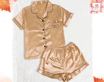 Custom Pajamas Set Personalized Pajamas Customize Pajama Set Bridesmaid Pyjama for Bride Bridal Pajama Set Satin Pajama Sets Bridesmaid Gift