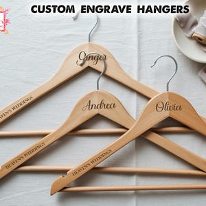Engraved Bridal Hanger Custom Wooden Wedding Dress Hanger Personalised Bridal and Groom Name Hanger Perfect Wedding Day Gift Bridesmaid Gift