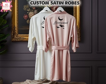 Custom Witchy Costume Kimono Robes | Spooky Halloween Satin Robe | Gothic Bridal Party Robe | Cosplay Loungewear Robes | Halloween Gifts