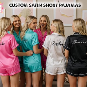 Conjunto de pijama personalizado, pijama personalizado, pijama de dama de honor, pijama de novia, pijama de satén, regalo de dama de honor