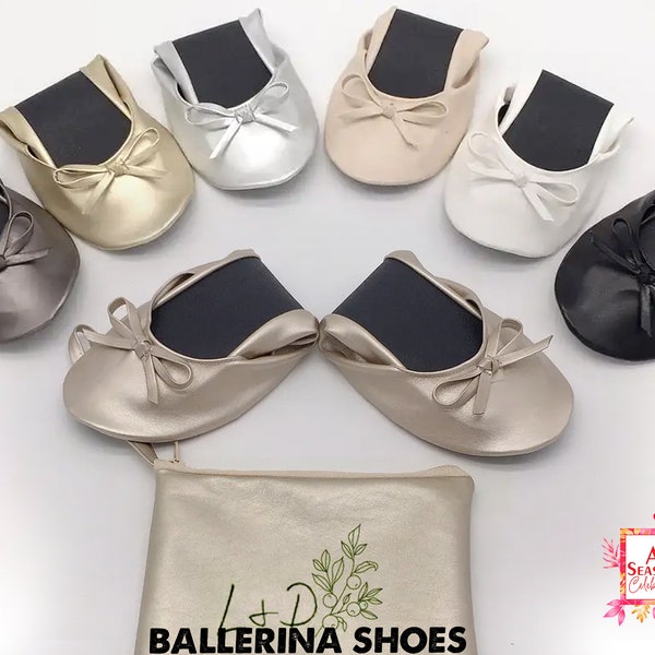 Wedding ballet flat, Bridesmaid Foldable flats, Bridal Ballet Shoes, Bridesmaid Flat, wedding ballet flat, Wedding Flats, ballerina slippers