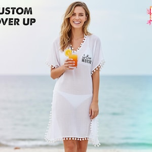 Customized Beach Cover Up Bachelorette Party Swim Cover Up Bridal CoverUp Bride Tribe Cover Up Team Bride Bikini Wrap Women Custom Cover ups