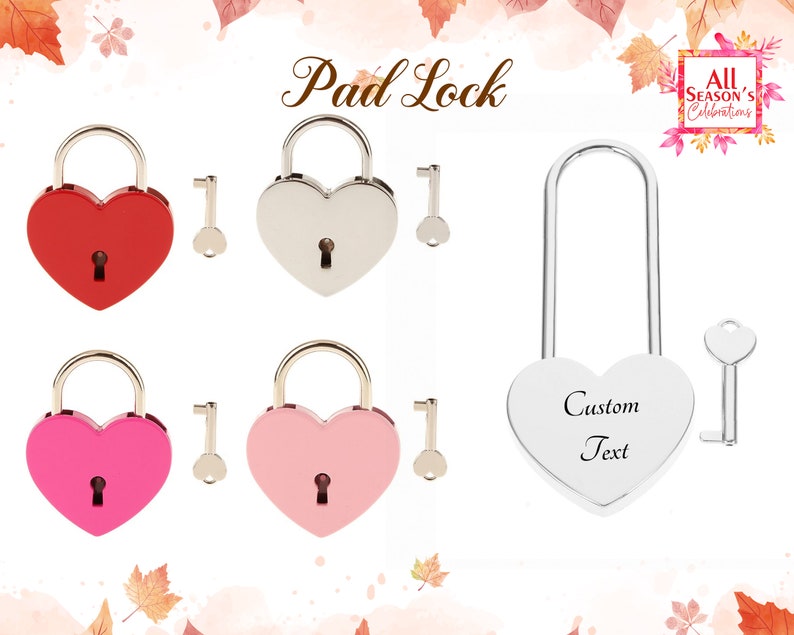 Custom Lock for Love, Personalized Engraved Padlock With Key, Two Hears ...