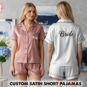 Conjunto de pijama personalizado, pijama personalizado, pijama de dama de honor, pijama de novia, pijama de satén, regalo de dama de honor