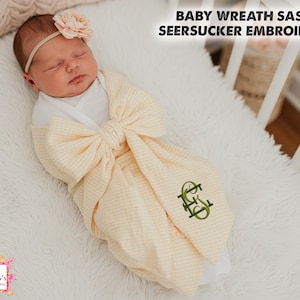 Faja de corona personalizada para bebé, lazo de seersucker, accesorio fotográfico de hospital para recién nacidos, regalo para baby shower, envoltorio con nombre personalizado, regalo para nuevas mamás